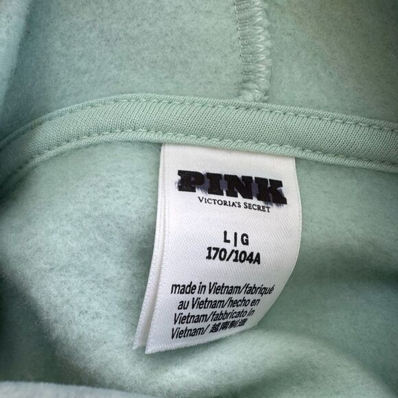 PINK Victoria's Secret Ivy Fleece Campus Hoodie Mint Aspen Ski Size Large - Picture 6 of 8